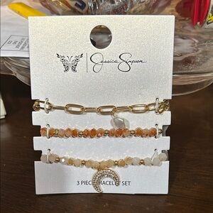 Jessica Simpson Gold and Multicolor 3 Piece Bracelet Set